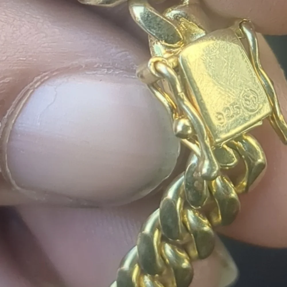 Sterling Silver 925 Gold Plated Miami Curb Bracelet 7mm